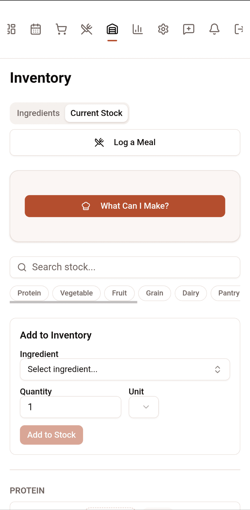Swanyay inventory screen with the What Can I Make button